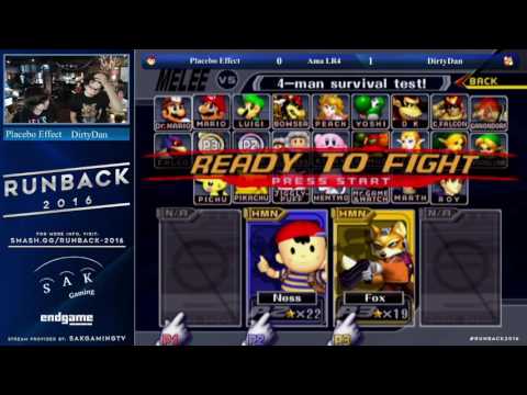 Runback 2016 Melee Singles Amateur LR4 - DirtyDan (Ness) vs Placebo Effect (Fox)
