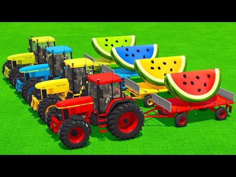 LOAD AND TRANSPORT GIANT WATERMELONES WITH JOHN DERRE TRACTORS & FORKLIFTS - Farming Simulator 25