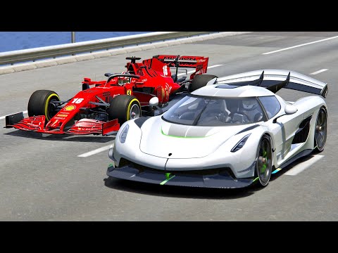 Ferrari F1 2020 vs Koenigsegg Jesko - Drag Race 20 KM