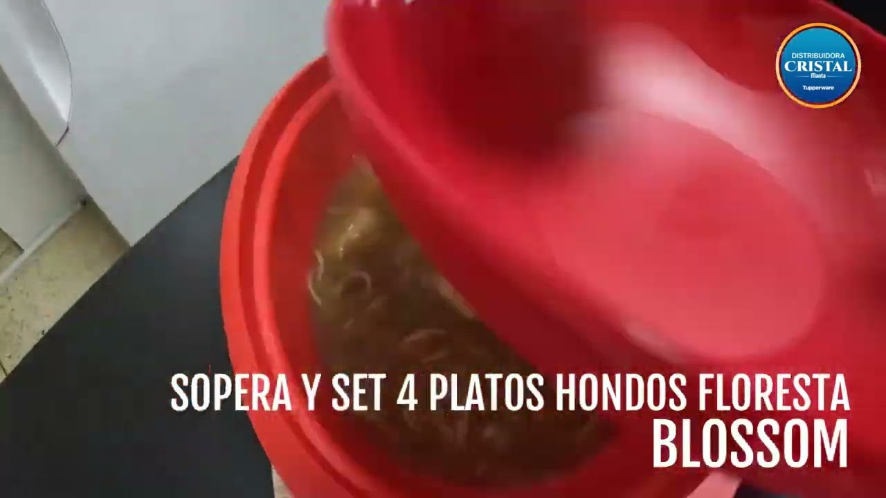 Sopera Blossom y Platos Hondos Floresta Tupperware
