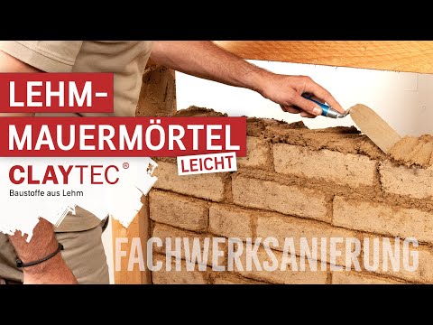 ⁠CLAYTEC Anwendungsvideo Fachwerksanierung: Lehm-Mauermörtel leicht
