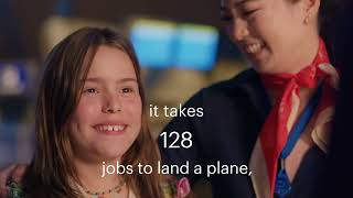 it takes 128 jobs to land a plane, but 1 partner to help fill each role.