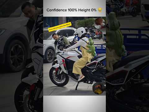 Confidence 100% Height 0% 😂 #shorts #funny #reaction #motovlog #bike #rider #trending #shortsfeed