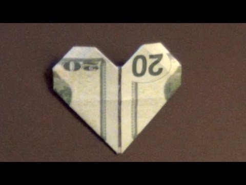 Dollar Origami Heart Tutorial - How to make a Dollar Heart ...