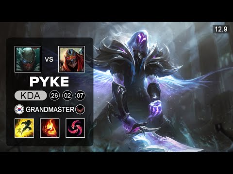 Pyke vs Zed Mid - KR Grandmaster - Patch 12.9 Season 12