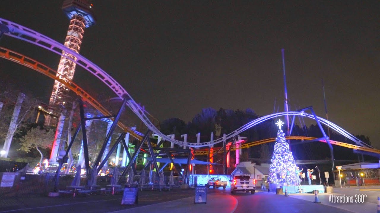 Driving our Car INSIDE a Theme Park - Six Flags Holiday in the Park Drive Thru Experience