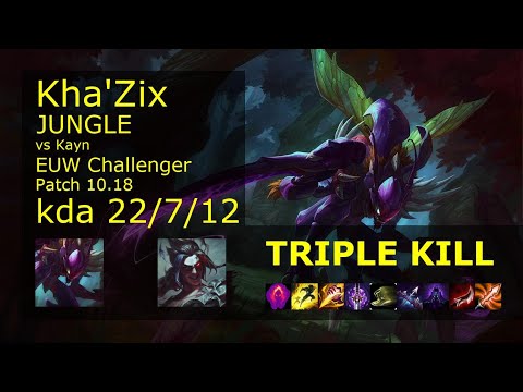 Kha'Zix vs Kayn Jungle - EUW Challenger 22/7/12 Patch 10.18 Gameplay
