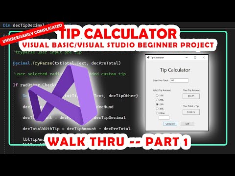 Tip Calculator Visual Basic Programming Coding Project Part 1 Visualbasic Visualstudiocode