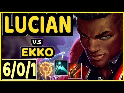 ABLAZEOLIVE (LUCIAN) vs EKKO - 6/0/1 KDA MID GAMEPLAY - NA Ranked GRANDMASTER
