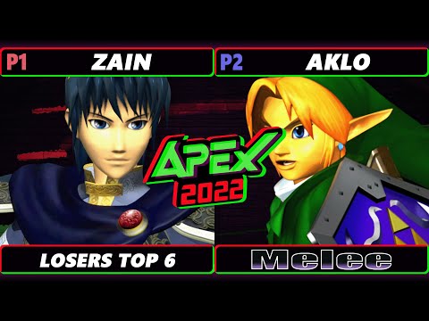 Apex 2022 Top 6 - Zain (Marth) Vs. Aklo (Fox) SSBM Melee Tournament