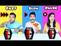 Fast Vs Slow Vs Pause Food Eating Challenge | Funny Food Challenge | Hungry Birds