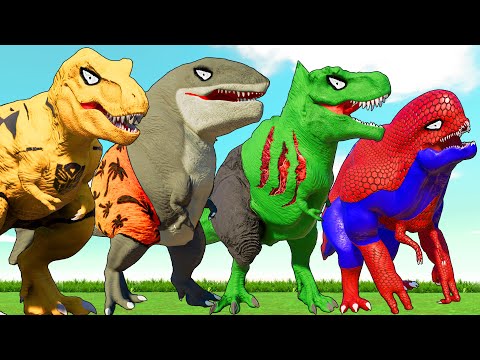 All Dinosaurs Fighting Tyrannosaurus Rex vs Mosasaurus, Megalodon in Jurassic World Evolution 2