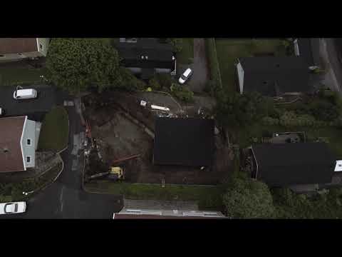 Komplett villa i Lindome, grundarbete, platta och hus