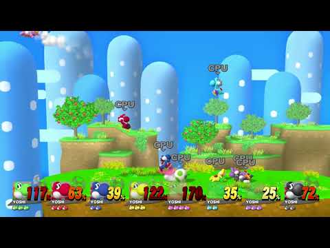 Super Smash Bros WiiU: All Yoshi 8 Player Smash