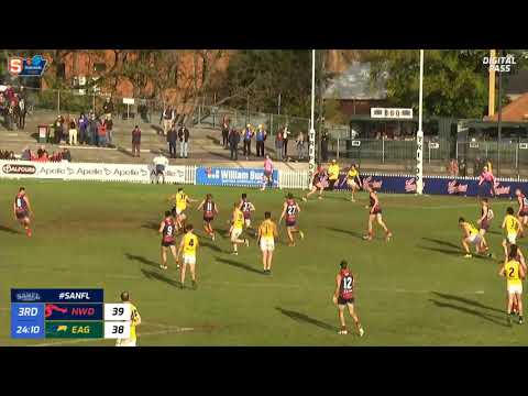 Round 15 SANFL Snapshot - Eagle Tyson Stengle kicks a checkside snap