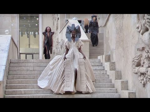 Models on the runway for the Rick Owens Fashion Show in Paris