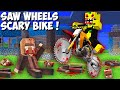 I found A SCARY MOTORBIKE WITH SAW WHEELS in Minecraft ! DEADLY BIKE VS VILLAGERS !
