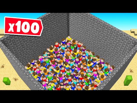 We TRAPPED 100 PLAYERS In A BEDROCK BOX! (Minecraft)