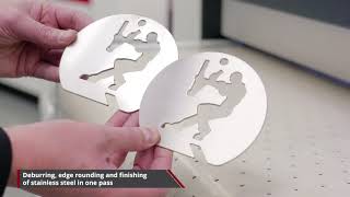 Timesavers 32 series WRBW for deburring, edge rounding, laser oxide removal and finishing