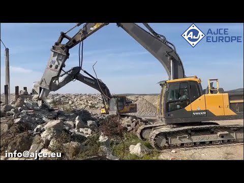 AJCE AB1000M (2400kg) hydraulic breaker/hammer mounted on #Volvoce  excavator is breaking in Romania