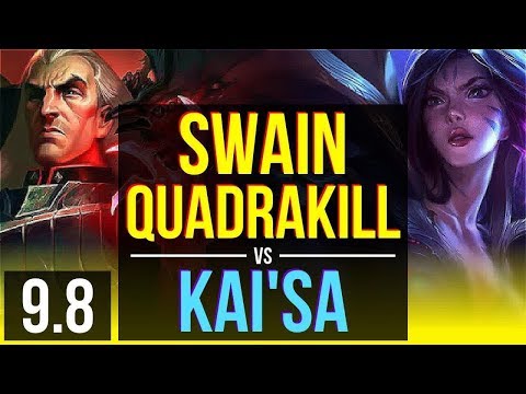 Carry as SWAIN & Zyra vs KAI'SA & Kennen (ADC) | Quadrakill, KDA 13/1/9 | EUW Diamond | v9.8
