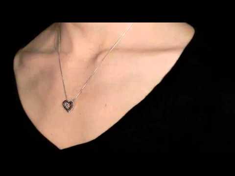 White and Black Diamond Double Heart Pendant 1/5 Carat (ctw) in Sterling Silver