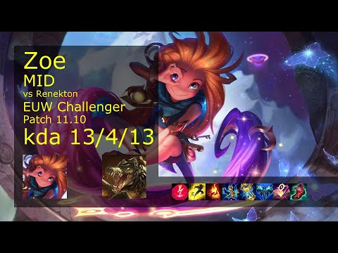 Zoe Mid vs Renekton - EUW Challenger 13/4/13 Patch 11.10 Gameplay