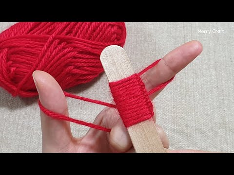 It's so Pretty 🌸🌸 How to make Flower with Ice cream stick and thread - Woolen decor idea