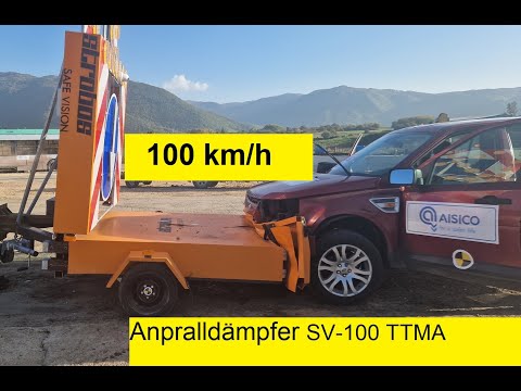 Mobiler Anpralldämpfer Anhänger - Aufprall auf Signalwand (100km/h)  Anprall-Schutzsystem TTMA