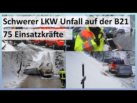 Schneeglatte Fahrbahn: Ein Toter und zwei Schwerverletzte bei LKW-Crash auf Bundesstraße in Bayern