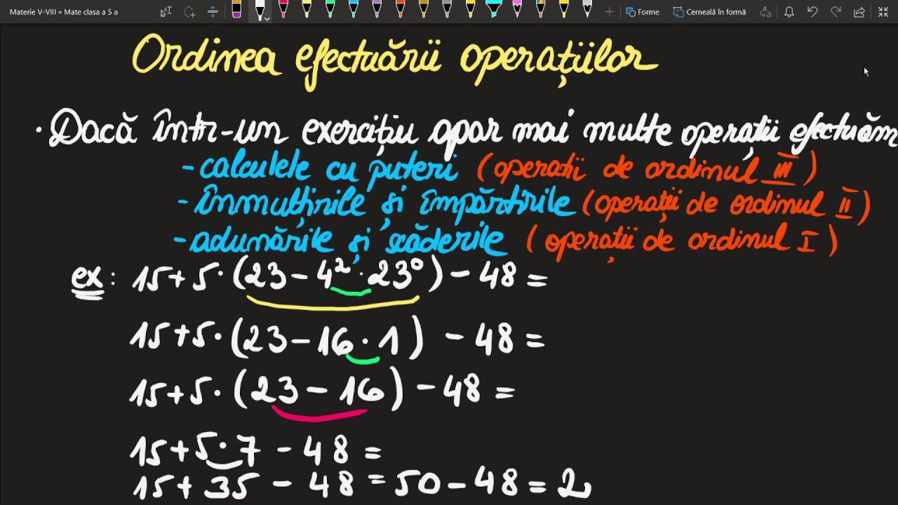 Ordinea efectuarii operatiilor clasa a 5 a Teorie Exercitii(Invata Matematica Usor-Meditatii Online)