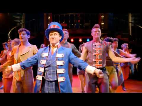 Trailer frame highlighting the ringmaster motif and circus rigging for 'Barnum'