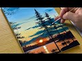 How to Draw a Sunset Lake / Acrylic Painting for Beginners