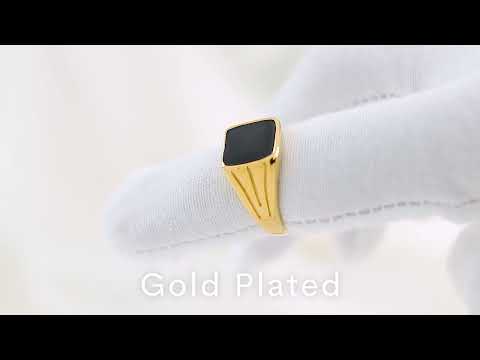 Black Signet Ring (18K Gold Plated, Tarnish Free) - Pearlory