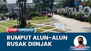 Rumput Lapangan Alun-alun Kota Bogor Rusak karena Banyak Diinjak Wisatawan saat Libur Lebaran 2024
