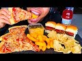 ASMR BEST GAME DAY FOOD MUKBANG SLIDERS CHEESE PIZZA CHIPS CHEETOS PUFFS JERRY EATING SOUNDS