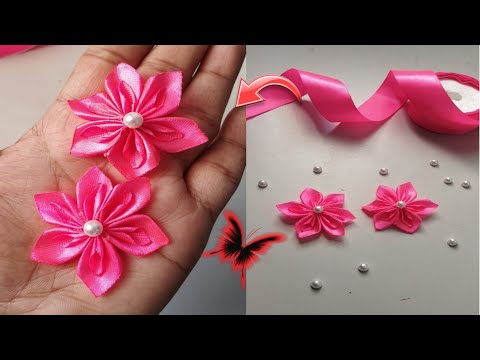 DIY flowers / how to make satin ribbon flowers tutorial / easy flowers
