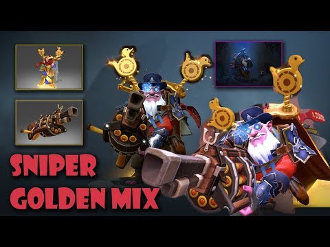 Dota 2 Sniper Golden Mix Set Golden Full-Bore Bonanza-Occultist's Pursuit-Muh Keen Gun