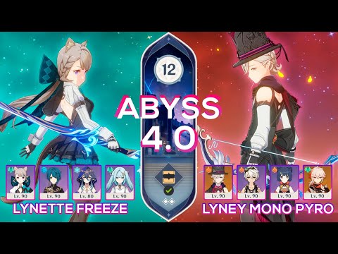 NEW Spriral Abyss 4.0 C0 Lyney Mono Pyro & C6 Lynette Freeze | Floor 12 9 stars | Genshin Impact