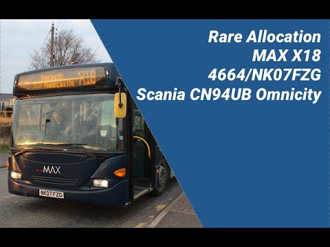 RARE ALLOCATION | Route X18: 4664/NK07FZG - Scania CN94UB Omnicity