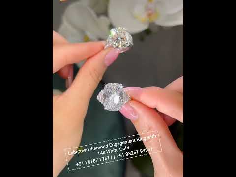 8ctw Each Ring Cushion Shape Moissanite Diamond Engagement Ring with 14k White Gold