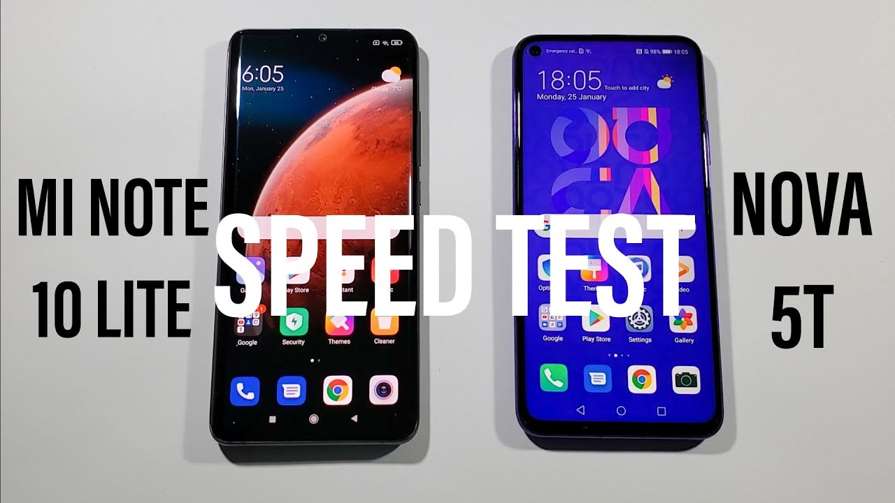 Xiaomi Mi Note 10 Lite vs Huawei Nova 5T Comparison Speed Test