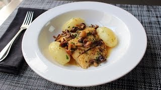 Pan-Roasted Halibut with Mushrooms & Lemon Butter Sauce – Fast & Easy Halibut Recipe