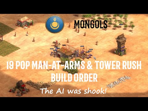 Mongol 19 pop man-at-arms & tower rush Build Order
