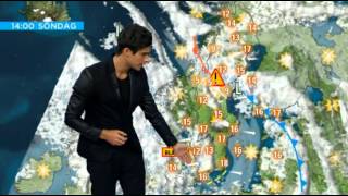 Eric Saade presenting the weather forecast in swedish TV