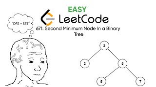 YouTube video 'LeetCode 671 | Find Second Minimum Value in a Binary Tree | Python | DFS + Set'