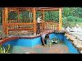 TIMELAPSE: START to FINISHED Alone BUILD LOG CABIN - Build wooden cabin & ornamental fish tank