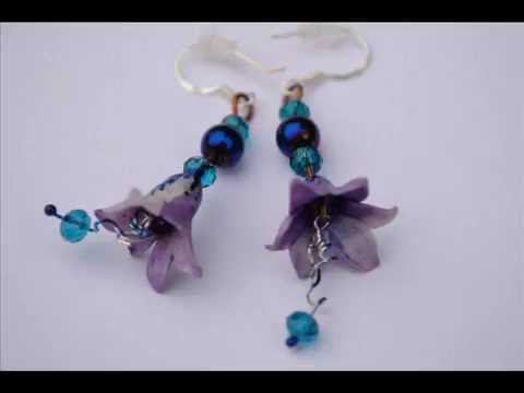 Earrings orchids, chrysanthemums, bells   polymer clay