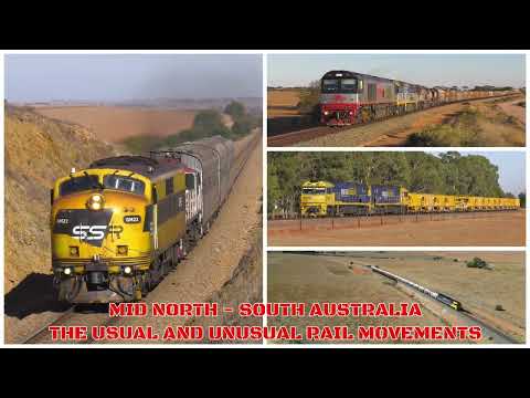 RARE STREAMLINER LEADING, BALLAST TRAIN TRANSFER & ORE TRAIN - Mid North SA Rail Movements