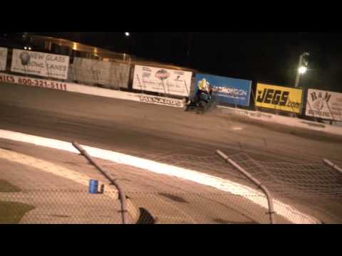 HUGE Sprint car crash - Santos into the wall hard at Toledo